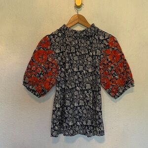 THML embroidered puff sleeve top